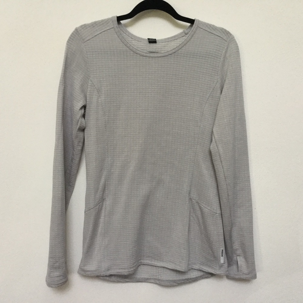 RBX Grey Textured Long Sleeve Workout Top Size M Gym Athletic Athleisure